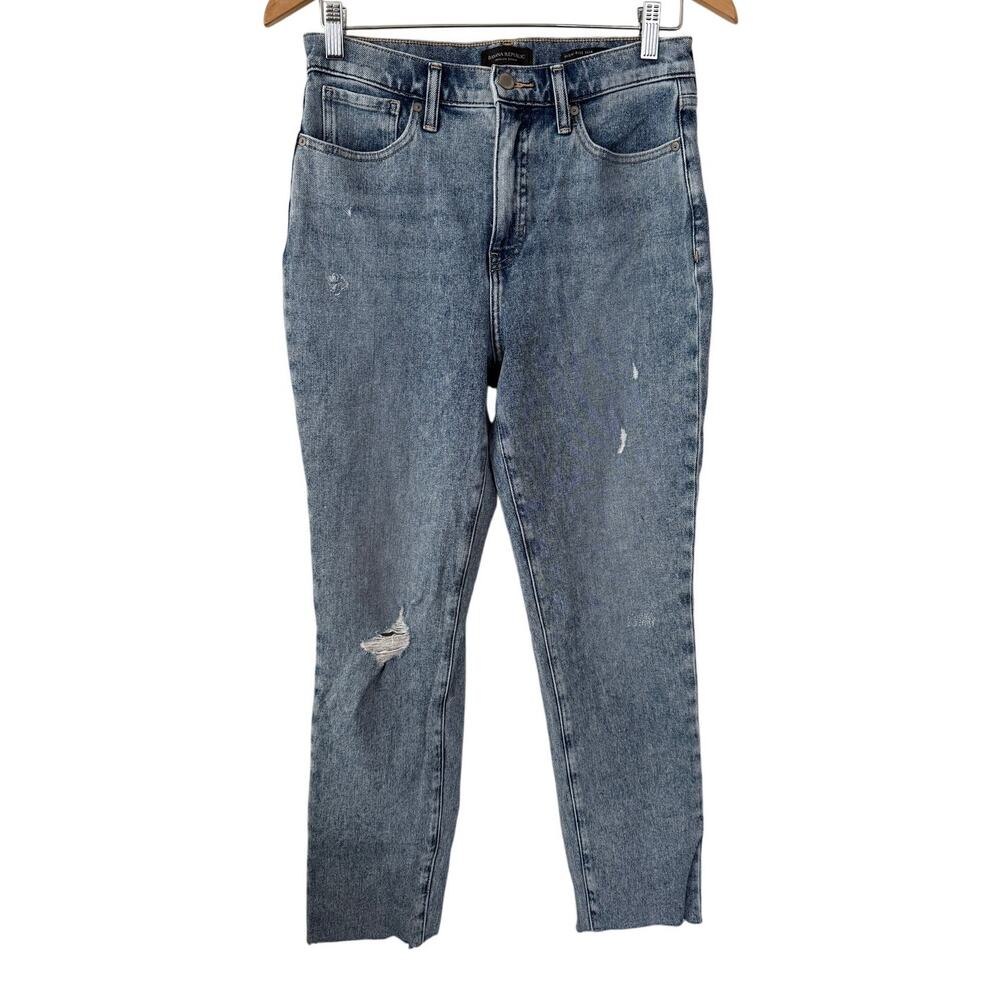 Banana Republic High Rise Light Wash Distressed Slim Denim Jeans w/Pockets-28